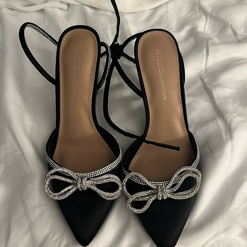 Bedazzled bow heels